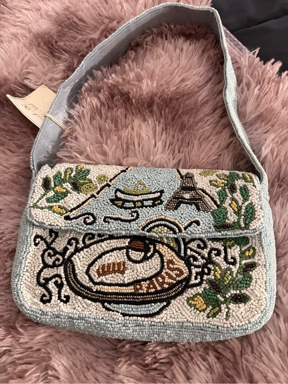 Sol and Mer Paris Themed Hand-Beaded Shoulder Bag
